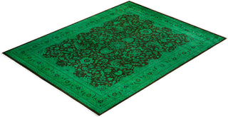 Contemporary Hand-Knotted Overdyed Green Area Rug 8' 2" x 10' 9"