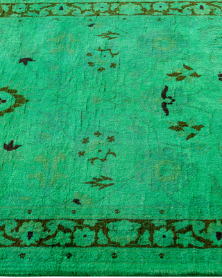 Contemporary Hand-Knotted Overdyed Green Runner 2' 6" x 10' 2"