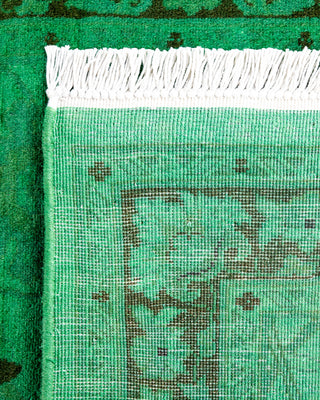 Contemporary Hand-Knotted Overdyed Green Runner 2' 6" x 10' 2"