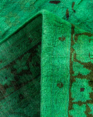 Contemporary Hand-Knotted Overdyed Green Runner 2' 6" x 10' 2"