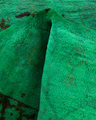 Contemporary Hand-Knotted Overdyed Green Runner 2' 6" x 10' 2"