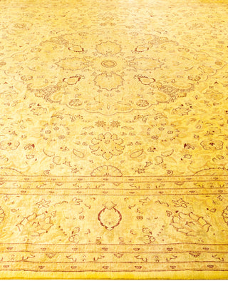 Overdyed Hand-Knotted Wool Modern-Contemporary Yellow Area Rug 9' 1" x 12' 3"