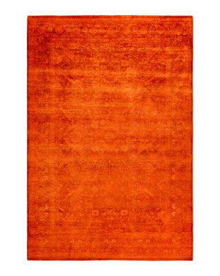 Contemporary Overyed Wool Hand Knotted Orange Area Rug 6' 2" x 8' 10"