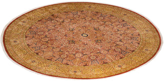 Traditional Hand Knotted Orange Round Area Rug 9' 1" x 9' 1"