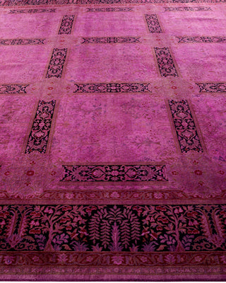 Modern Overdyed Hand Knotted Wool Pink Area Rug 10' 3" x 11' 3"