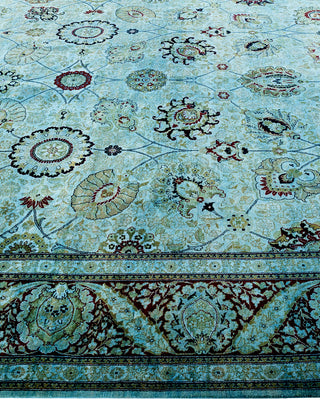 Overdyed Hand-Knotted Blue Area Rug 8' 1" x 15' 4"