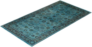 Overdyed Hand-Knotted Blue Area Rug 8' 1" x 15' 4"