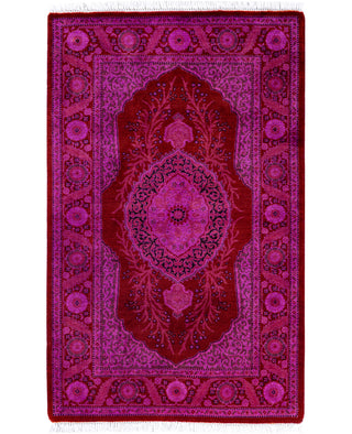 Overdyed Hand-Knotted Wool Modern-Contemporary Pink Area Rug 2' 8" x 4' 3"