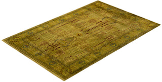 Modern Overdyed Hand Knotted Wool Gold Area Rug 6' 3" x 9' 5"