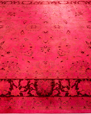 Modern Overdyed Hand Knotted Wool Pink Area Rug 9' 2" x 12' 4"