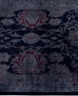 Contemporary Overdyed Wool Hand Knotted Navy Runner 2' 6" x 10' 1"