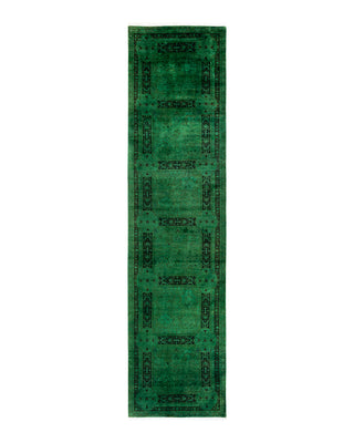 Contemporary Fine Vibrance Green Wool Area Rug 3' 1" x 12' 8"