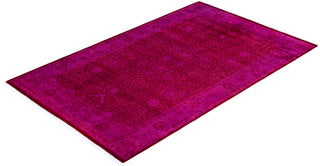 Contemporary Overdyed Wool Hand Knotted Red Area Rug 5' 1" x 8' 1"