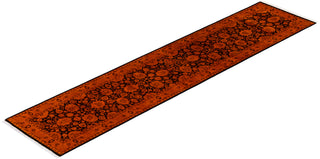 Modern Overdyed Hand Knotted Wool Orange Runner 2' 6" x 11' 5"