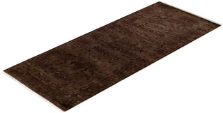 Modern Overdyed Hand Knotted Wool Brown Runner 2' 7" x 6' 7"