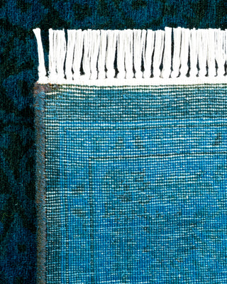 Modern Overdyed Hand Knotted Wool Blue Runner 2' 7" x 16' 7"