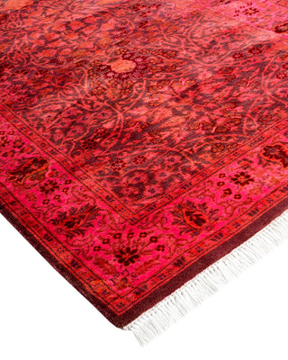 Modern Overdyed Hand Knotted Wool Pink Runner 2' 7" x 7' 10"