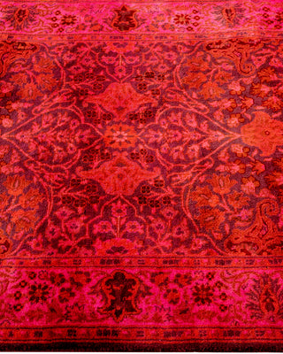 Modern Overdyed Hand Knotted Wool Pink Runner 2' 7" x 7' 10"