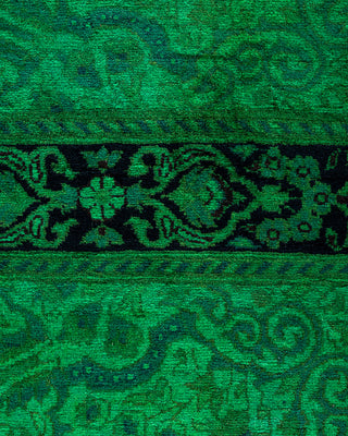 Contemporary Overyed Wool Hand Knotted Green Octagon Area Rug 5' 1" x 5' 1"