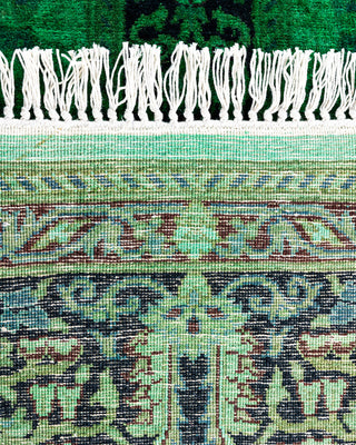 Contemporary Hand-Knotted Overdyed Green Octagon Area rug 5' 1" x 5' 1"