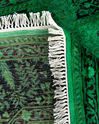 Contemporary Hand-Knotted Overdyed Green Octagon Area rug 5' 1" x 5' 1"