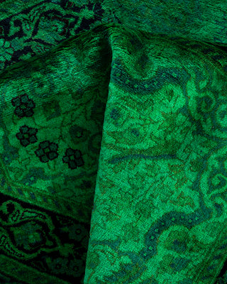 Contemporary Hand-Knotted Overdyed Green Octagon Area rug 5' 1" x 5' 1"