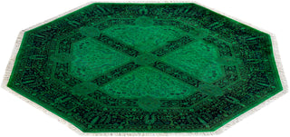 Contemporary Overyed Wool Hand Knotted Green Octagon Area Rug 5' 1" x 5' 1"