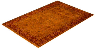 Modern Overdyed Hand Knotted Wool Orange Area Rug 4' 1" x 6' 2"