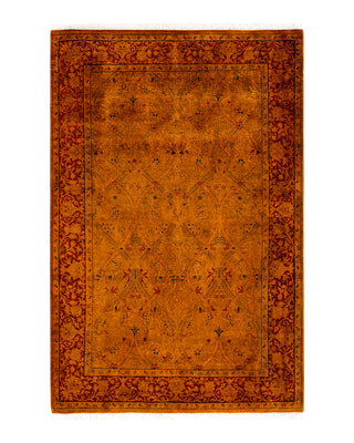 Contemporary Fine Vibrance Red Wool Area Rug 4' 1" x 6' 2"
