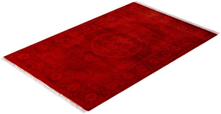 Modern Overdyed Hand Knotted Wool Red Area Rug 2' 9" x 4' 2"