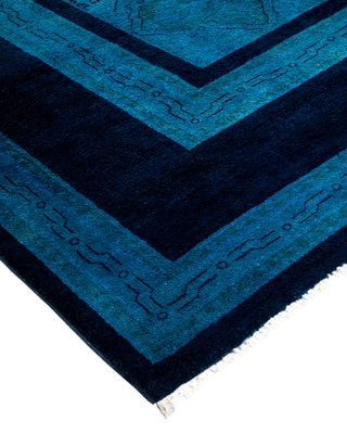 Modern Overdyed Hand Knotted Wool Blue Area Rug 9' 0" x 12' 2"