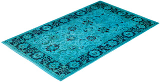 Overdyed Hand-Knotted Blue Area Rug 4' 0" x 6' 6"