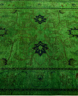 Contemporary Overdyed Wool Hand Knotted Green Area Rug 4' 9" x 6' 7"