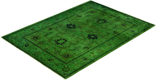 Contemporary Overdyed Wool Hand Knotted Green Area Rug 4' 9" x 6' 7"
