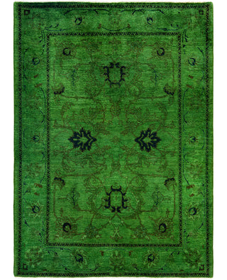 Contemporary Overdyed Wool Hand Knotted Green Area Rug 4' 9" x 6' 7"