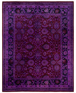 Contemporary Overdyed Wool Hand Knotted Purple Area Rug 8' 1" x 10' 3"