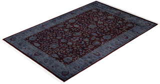 Contemporary Overdyed Wool Hand Knotted Red Area Rug 4' 1" x 6' 2"