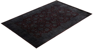 Contemporary Overdyed Wool Hand Knotted Black Area Rug 6' 2" x 9' 4"