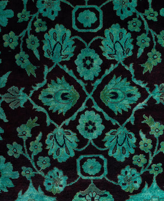 Overdyed Hand-Knotted Wool Modern-Contemporary Green Area Rug 9' 1" x 12' 4"