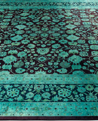 Overdyed Hand-Knotted Wool Modern-Contemporary Green Area Rug 9' 1" x 12' 4"