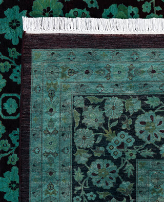 Overdyed Hand-Knotted Wool Modern-Contemporary Green Area Rug 9' 1" x 12' 4"