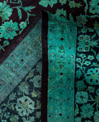 Overdyed Hand-Knotted Wool Modern-Contemporary Green Area Rug 9' 1" x 12' 4"
