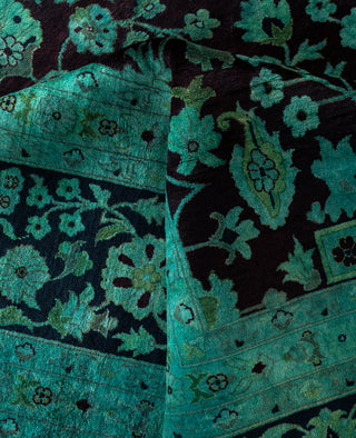 Overdyed Hand-Knotted Wool Modern-Contemporary Green Area Rug 9' 1" x 12' 4"