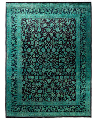 Overdyed Hand-Knotted Wool Modern-Contemporary Green Area Rug 9' 1" x 12' 4"