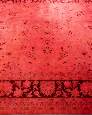 Modern Overdyed Hand Knotted Wool Red Area Rug 9' 2" x 12' 4"