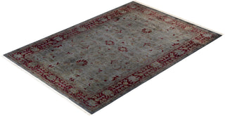 Modern Overdyed Hand Knotted Wool Gray Area Rug 4' 2" x 6' 0"