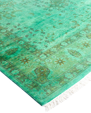 Overdyed Hand-Knotted Wool Modern-Contemporary Green Area Rug 4' 8" x 7' 3"