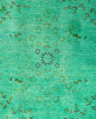Overdyed Hand-Knotted Wool Modern-Contemporary Green Area Rug 4' 8" x 7' 3"