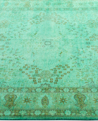 Overdyed Hand-Knotted Wool Modern-Contemporary Green Area Rug 4' 8" x 7' 3"