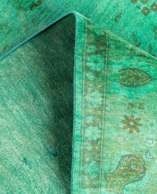 Overdyed Hand-Knotted Wool Modern-Contemporary Green Area Rug 4' 8" x 7' 3"